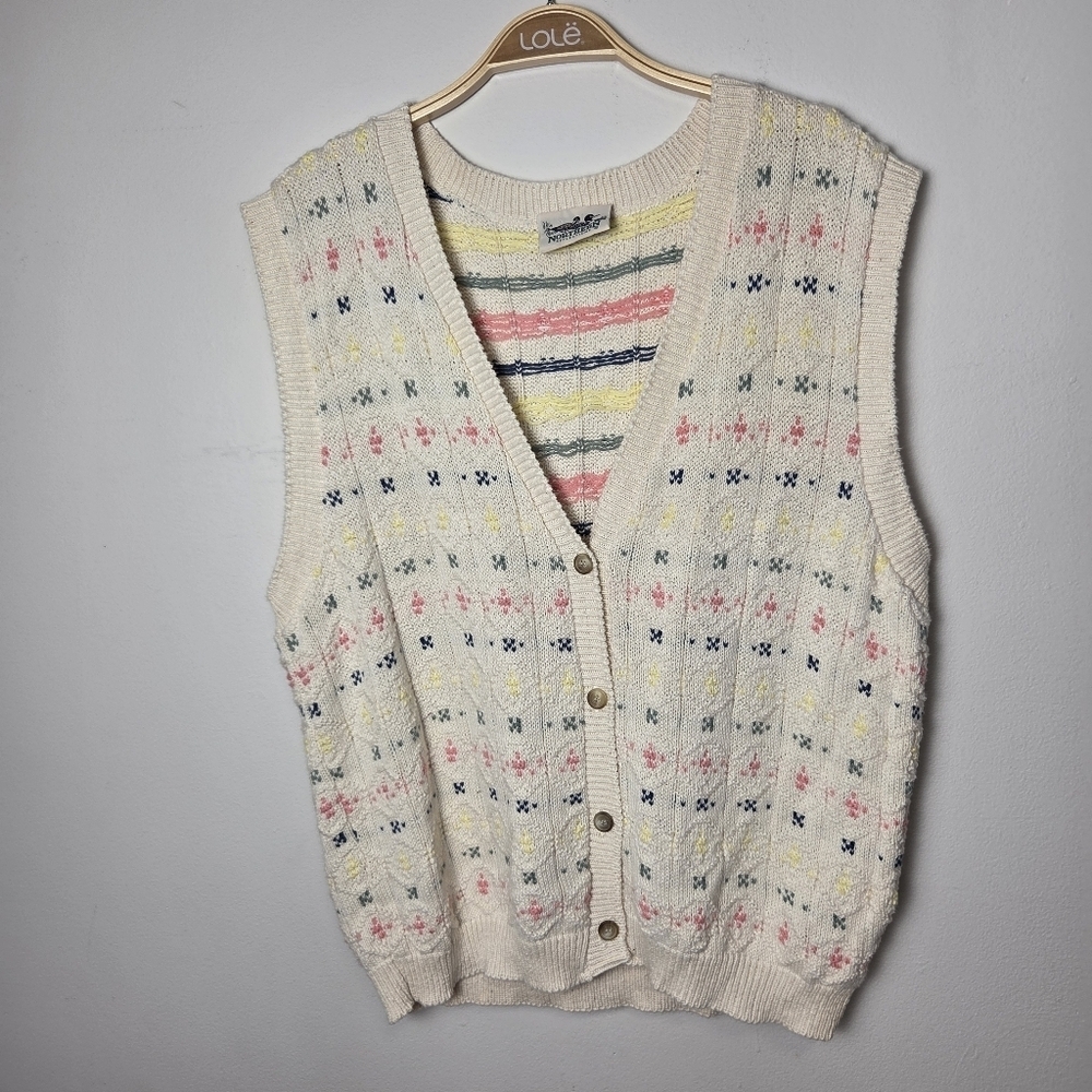 Vintage Northern Reflections Cotton Knit Button Front Vest - Picture 12 of 14